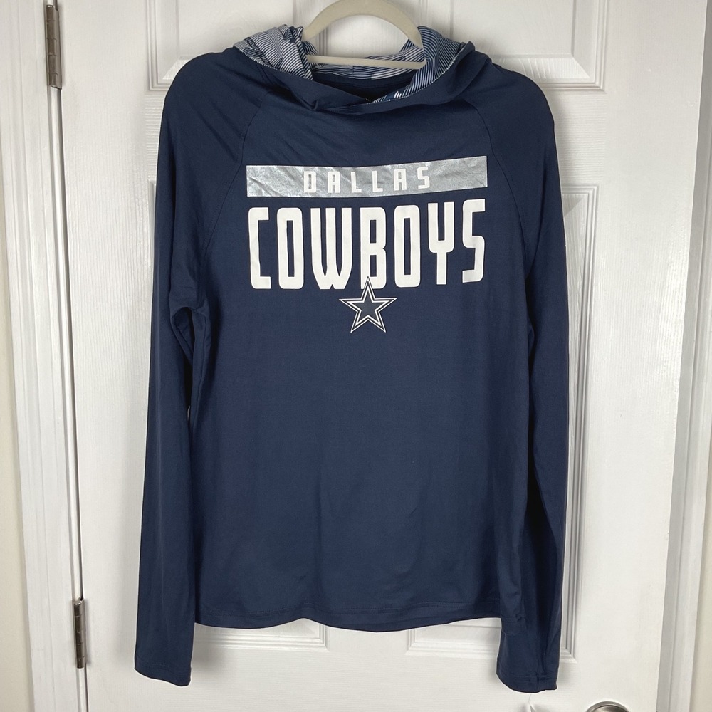 Zubaz Dallas Cowboys Mens Small Navy Blue Long Sleeve Performance Hoodie Shirt
